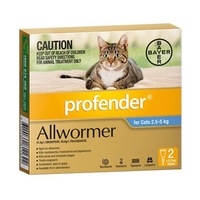 Profender for Small Cats 2.5-5 kg - 2 pack - Blue - Spot On Worming Control (Bayer)