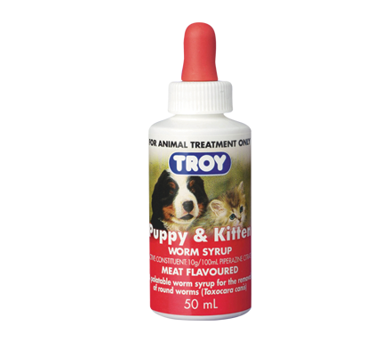 Meat Flavoured Worm Syrup for Puppies & Kitten 50ml (Troy)