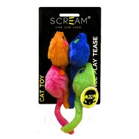 Multi Colour Play Toy Mice for Cats and Kittens Pack of 4 by Scream