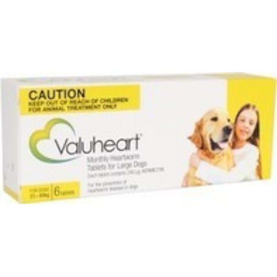 Valuheart Heartworm Tablets for Large Dogs 21-40 kg - 6 Pack - Yellow