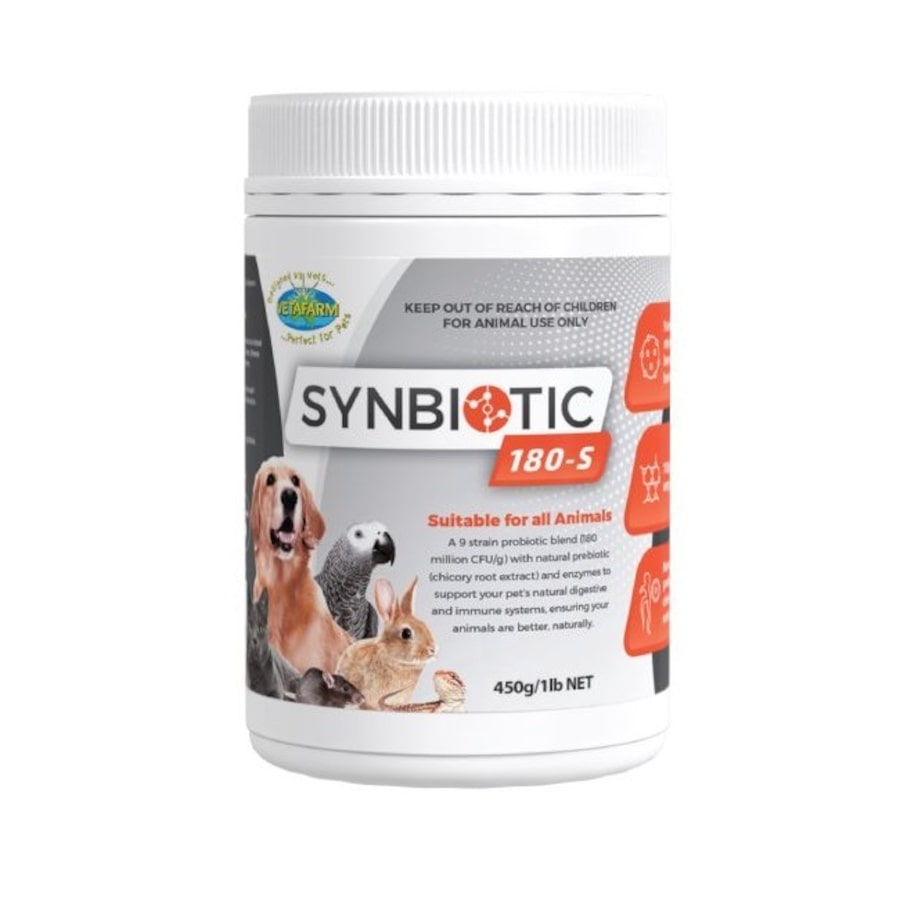 Vetafarm 450g Synbiotic 180-S for Pets, Dogs, Cats, Animals - 9 Strain Probiotic