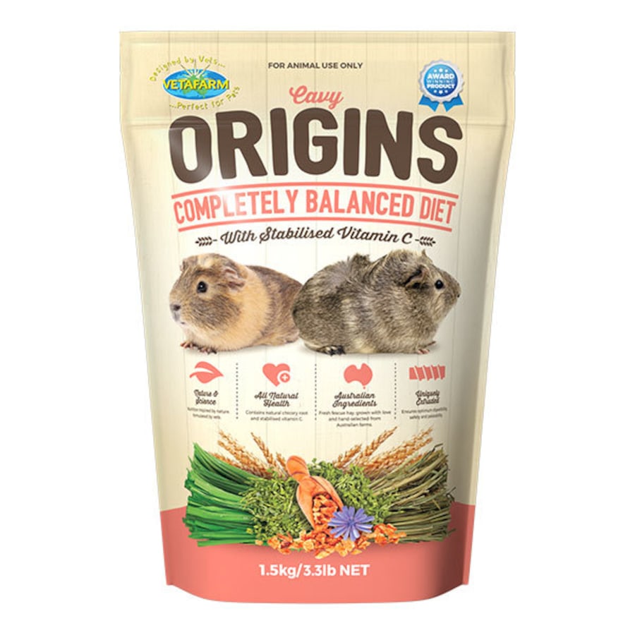 Vetafarm 1.5kg Cavy Origins Guinea Pig Food - Compelety Balanced Diet Pellets