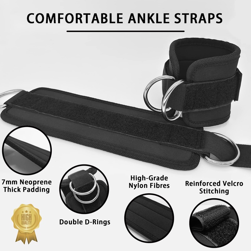 VAIIO Ankle Straps For Cable Machines  Pair  Cable Attachments For Gym Set Kickbacks Glute Workouts Lower Body Exercises Adjustable Comfort Fit Neoprene Tone The Legs For Men & Women