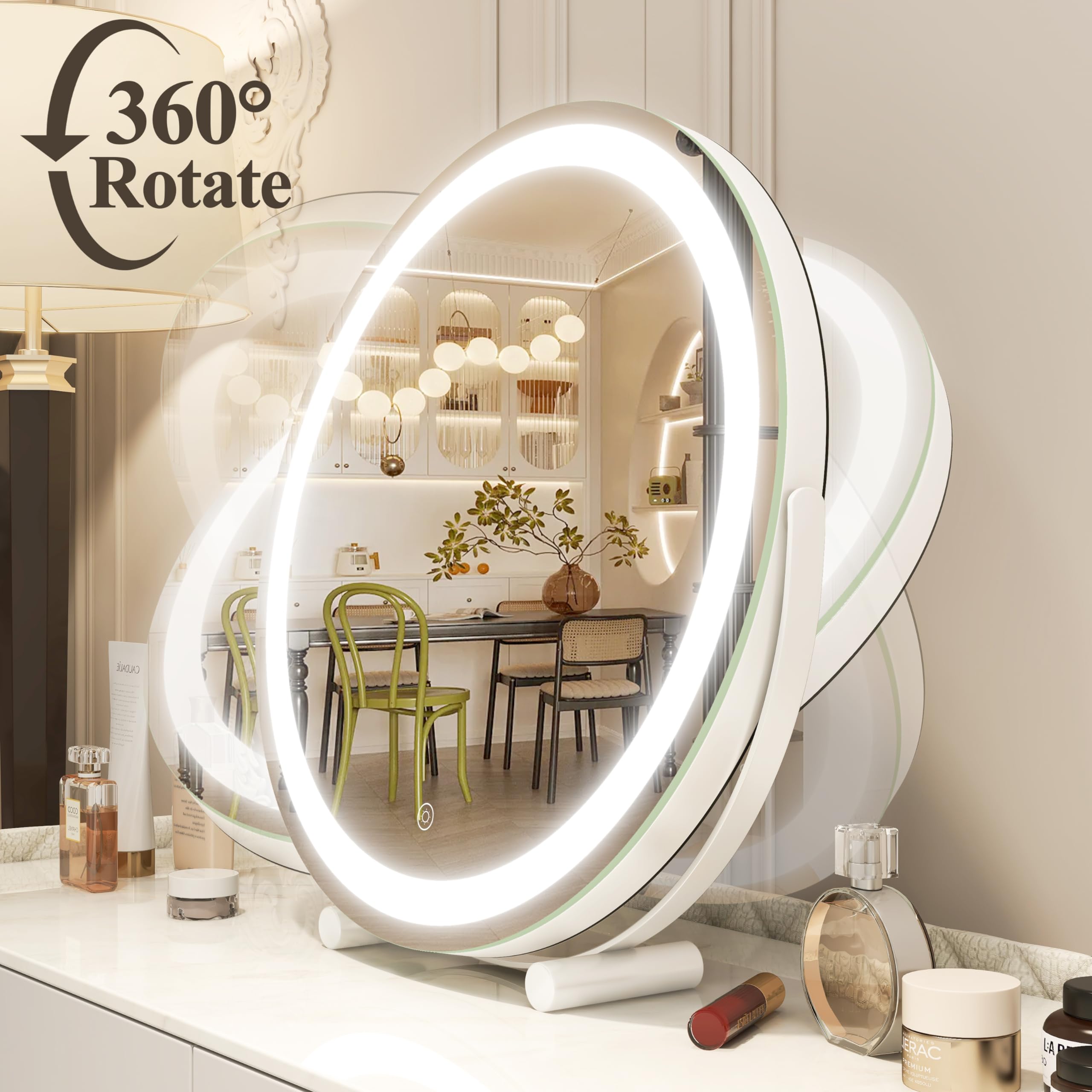 Circular light shop up mirror