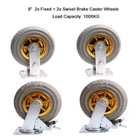 4x 8" 75mm Heavy Duty Industrial Swivel Caster Wheels Castor 1000KG Trolley