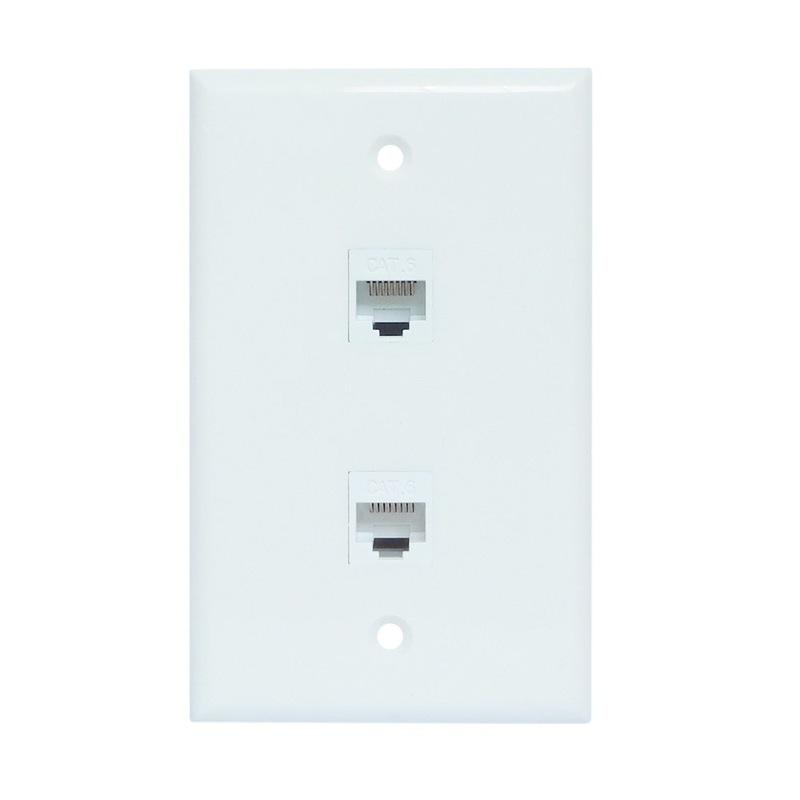 Buy Ethernet Wall Plate 2 Port Cat6 Ethernet Cable Wall Plate Adapter ...