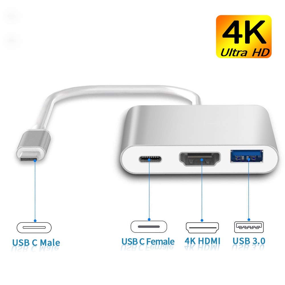 USB C to HDMI Adapter Type C AV Converter 4K HDMI USB 3.0 Port USB-C Female