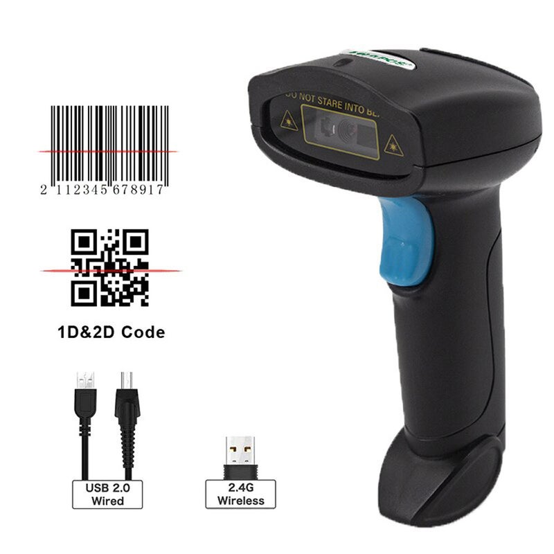 Buy Wireless Barcode QR Bar Code Screen Scanner Data 1D 2D Reader USB Cable  Mobile Payment Store - MyDeal