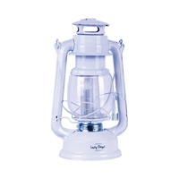 12 LED Vintage Retro Hurricane Lantern w Built-in Dimmer Switch Camping Pergola White