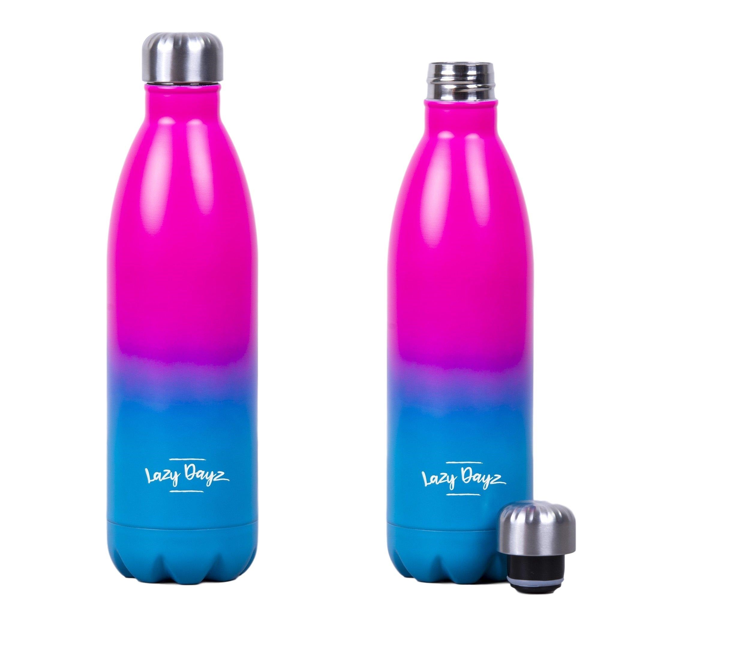1L Jumbo Stainless Steel Water Drink Bottle Insulated Double Walled Hot/Cold Cycling Gym Outdoor (Pink Blue Ombre)