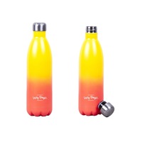 1L Jumbo Stainless Steel Water Drink Bottle Insulated Double Walled Hot/Cold Cycling Gym Outdoor (Yellow Peach Ombre)
