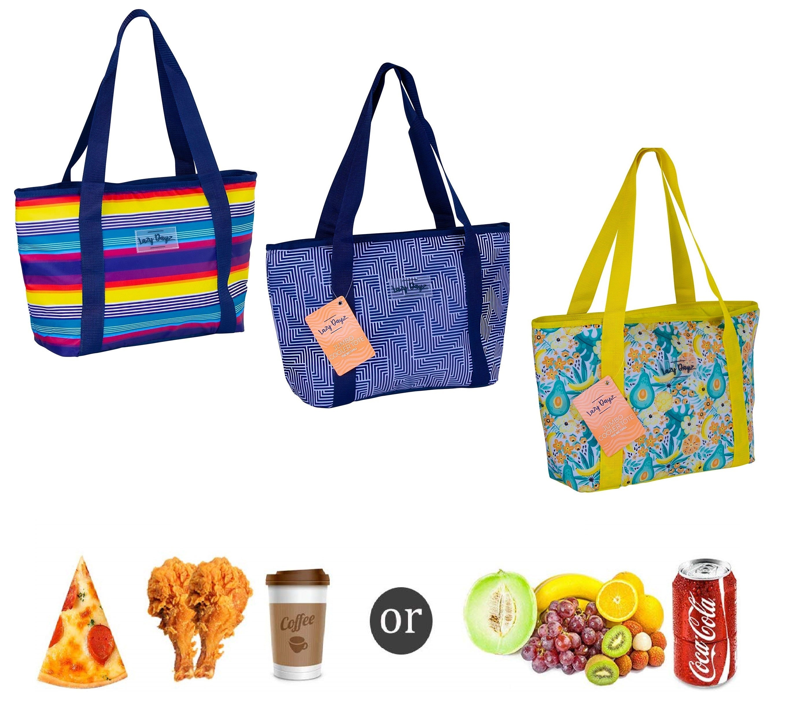 Jumbo BLUE Tote Lunch Bag Fun Cooler Picnic Beach Handbag Ice Stylish Summer AU 