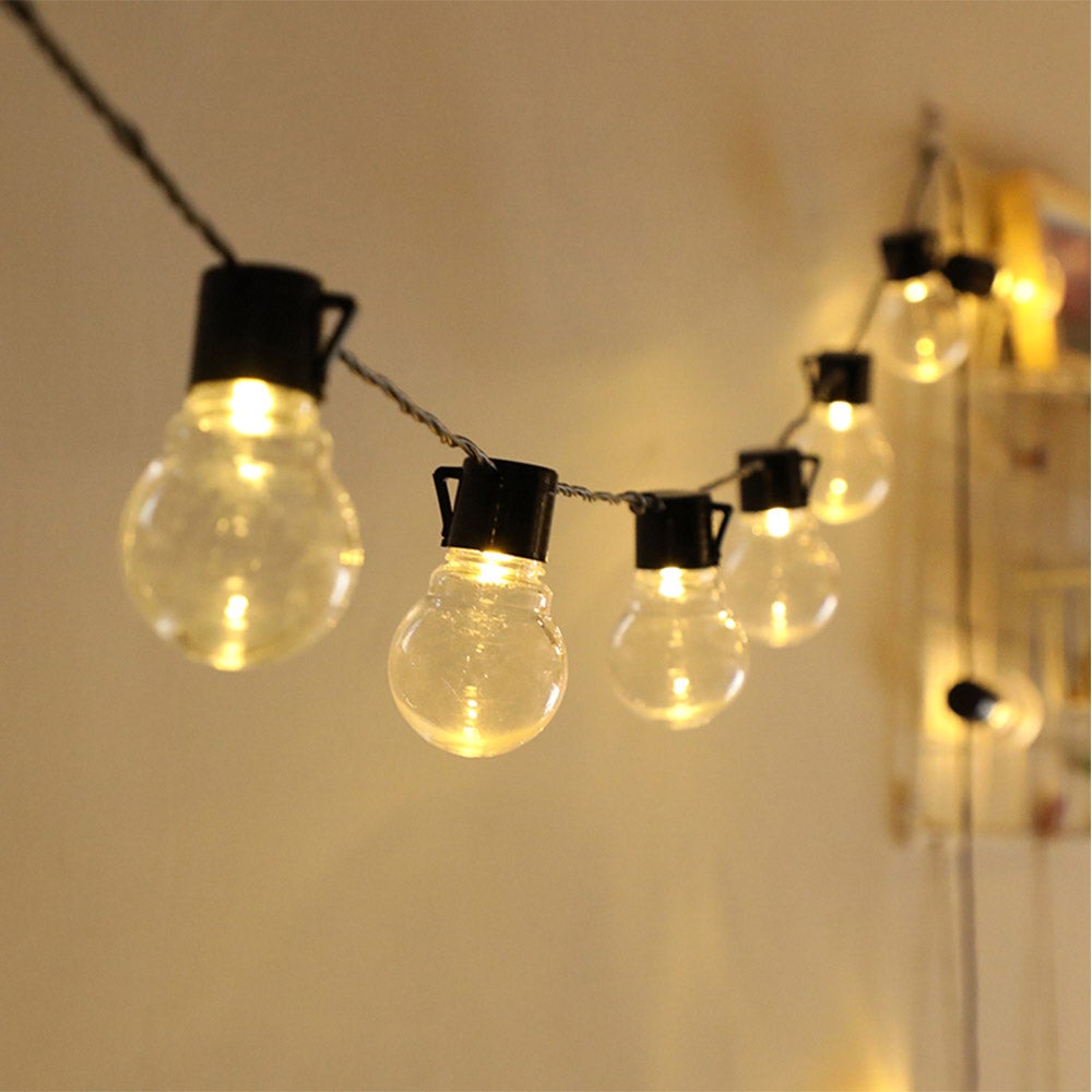 10 LED Solar-Powered Retro-Style Vintage String Light Bulbs Decoration