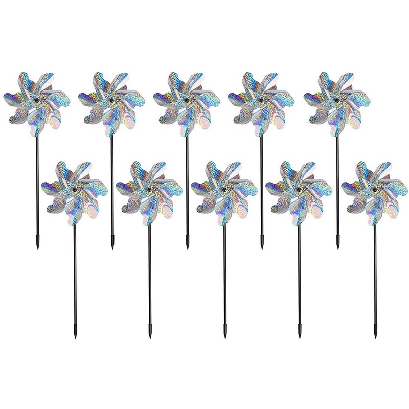 Buy 10 or 20 Pack Bird Blinder Repellent Reflective Pinwheels MyDeal