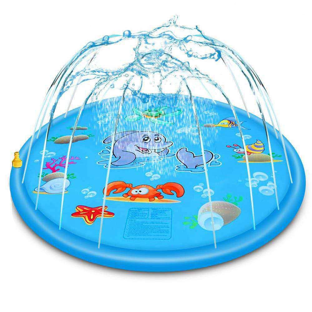 100cm or 170cm Inflatable Water Spray Pad Children Outdoor Splash Pad Round Water Splash Play Pad-Plastic Bag Package