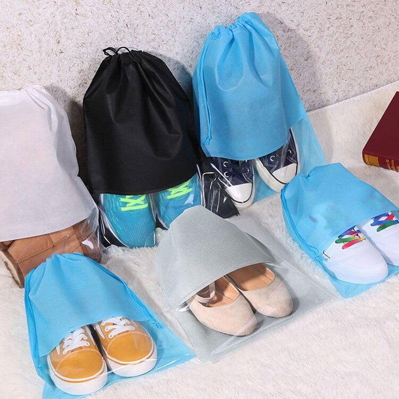 10pcs Drawstring Shoe Bag Sport Shoe Storage Bags with Transparent Window Practical Clothes Organizer Bags