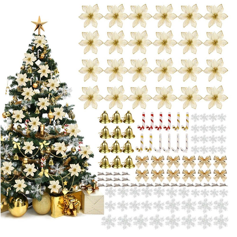 120pcs Christmas Tree Decoration Artificial Flower Set