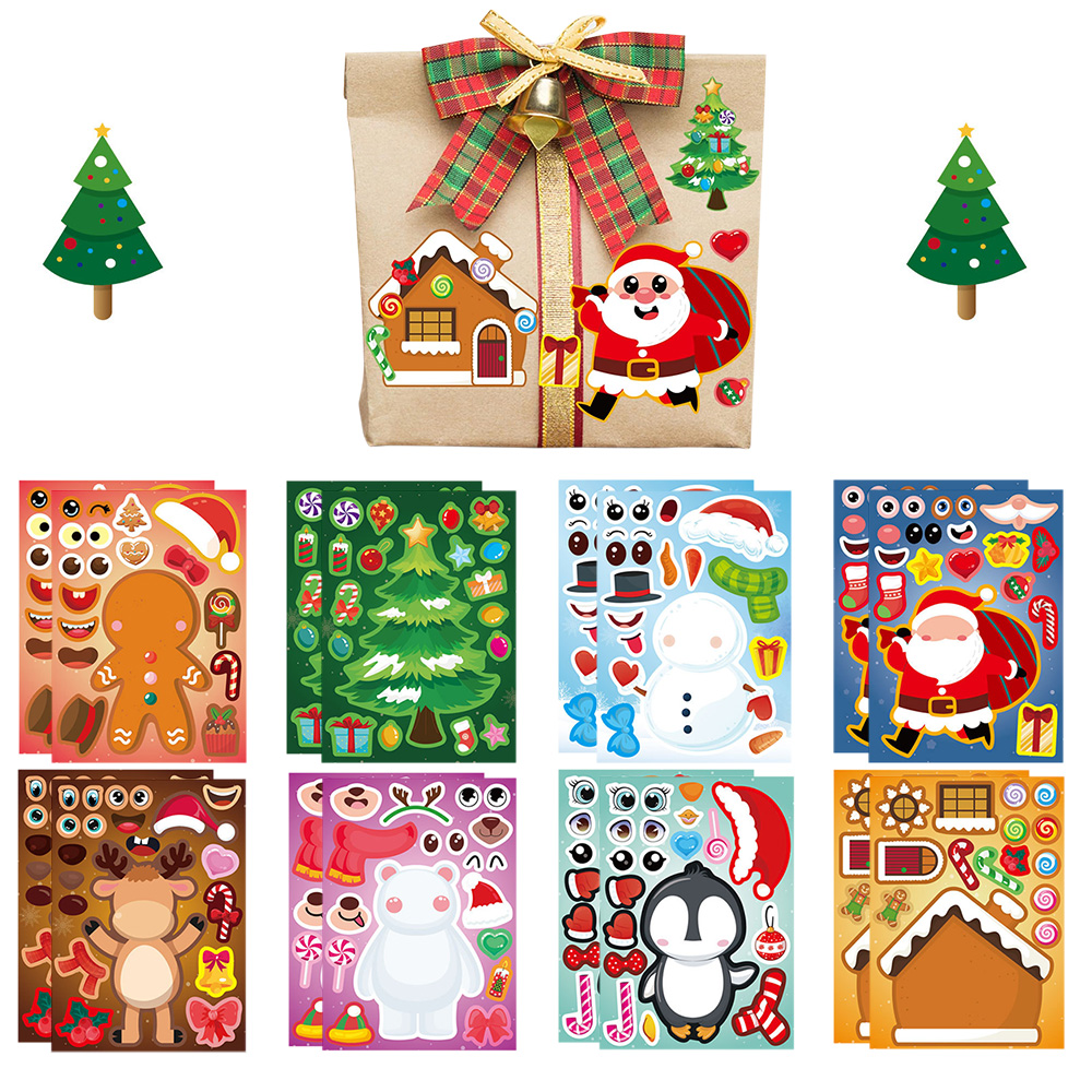 Buy 16Pcs Kids Christmas Stickers DIY Stocking Stuffers Crafts ...