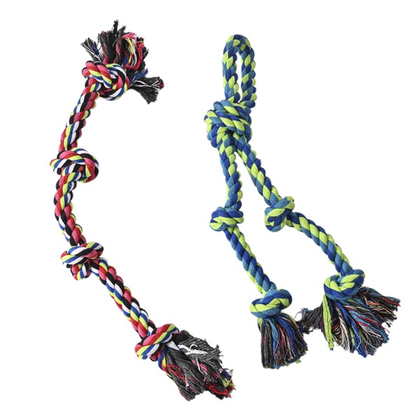 Buy 2 Pack Cotton Rope Dog Toys Durable Tug Chew Ropes for Large Breed ...