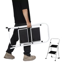 2-Step Ladder Anti-Slip Folding Step Stool with Wide Anti-Slip Pedal Convenient Handgrip