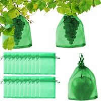 20Pcs Fruit Net Bags Garden Vegetable Protection Drawstring Mesh Insect Proof