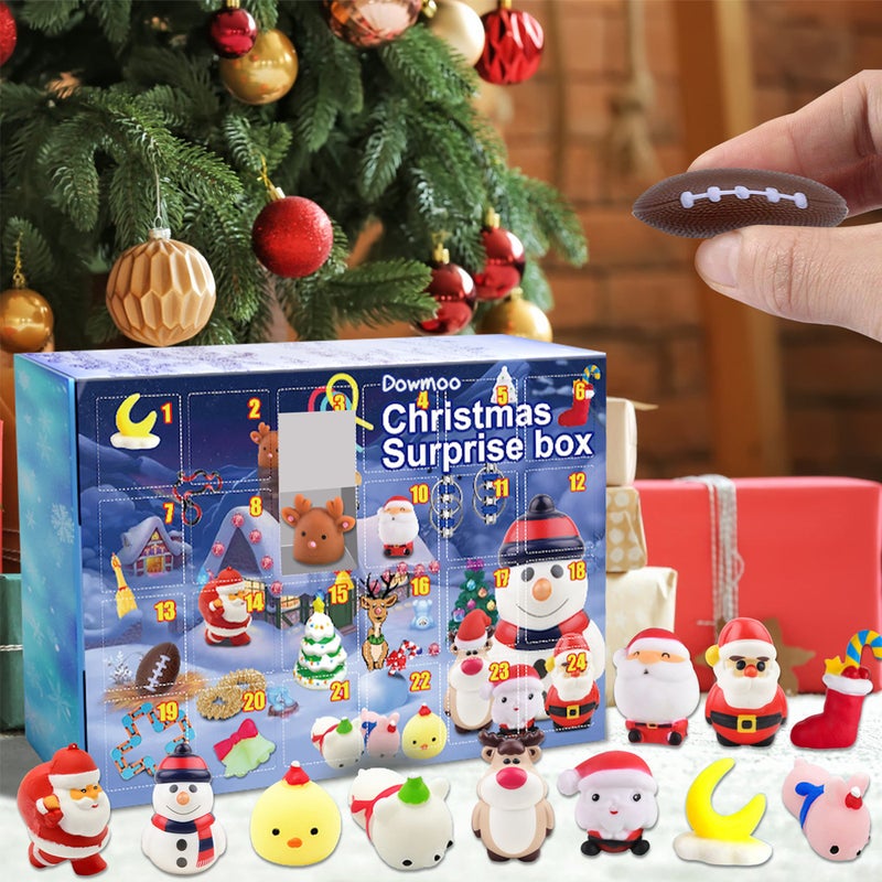 JOYIN 2023 Advent Calendar Christmas 24 Days Countdown Advent Calendar with  24 Animal Characters Including 48 Erasers Puzzle in 24 Windows Miniature