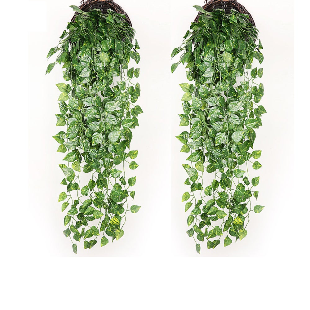 2Pcs Artificial Vine Hanging Leaf Garland Plants