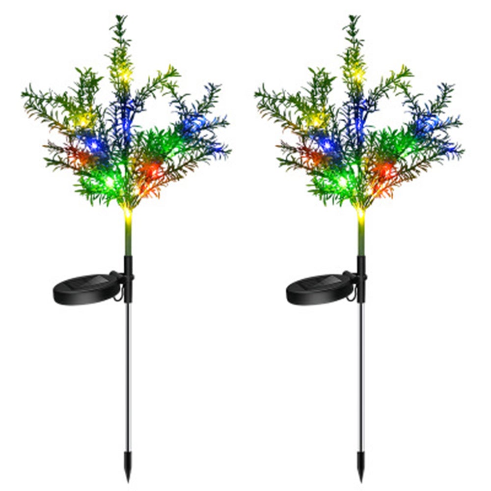 2pcs/4pcs Simulation Christmas Tree Solar Landscape Lights Colorful Waterproof Outdoor Garden Decoration Lamps
