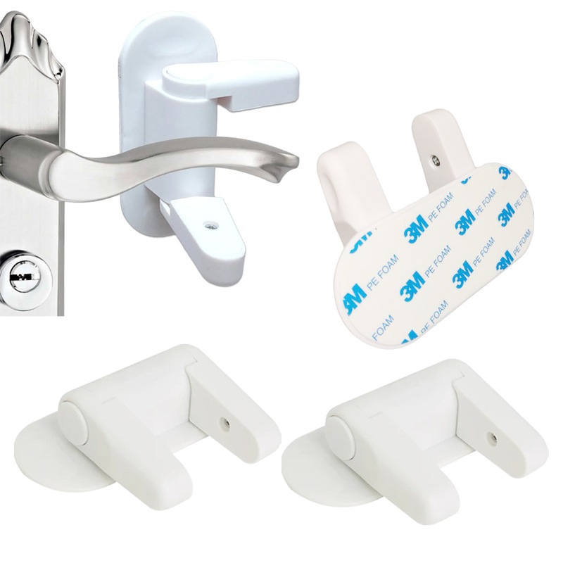 Buy 2Pcs Door Lever Lock Safety Child Baby Proof Doors Adhesive Lever