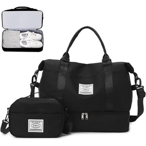 2Pcs Set 35L Travel Duffel Bag Crossbody Bag Shoulder Handbag for Women Men with Shoe Compartment