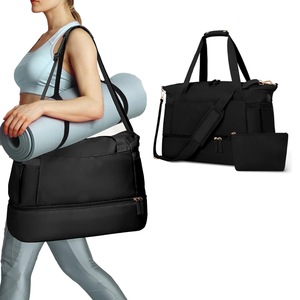 2Pcs Travel Duffel Bag and Toiletry Bag Set Sports Gym Bag with Shoes Compartment Weekender Overnight Bag