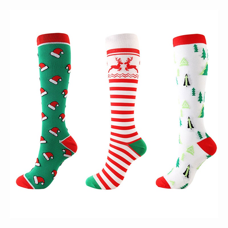 Buy 3/6 Pairs Christmas Compression Socks Men and Women Pressure Socks ...