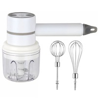 3 In 1 Rechargeable Cordless Hand Mixer Electric Gralic Chopper Egg Cream Beater
