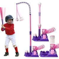 3 in 1 Tee Ball Set for Kids Baseball with Pitching Machine Adjustable Batting Tee