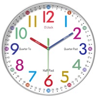 30.5CM Learning Clock for Kids Multicoloured Telling Time Teaching Clock