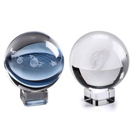 3D Crystal Ball with Stand Solar System Starry Sky Crystal Glass Ball Home Decoration Crystal Glass Ball