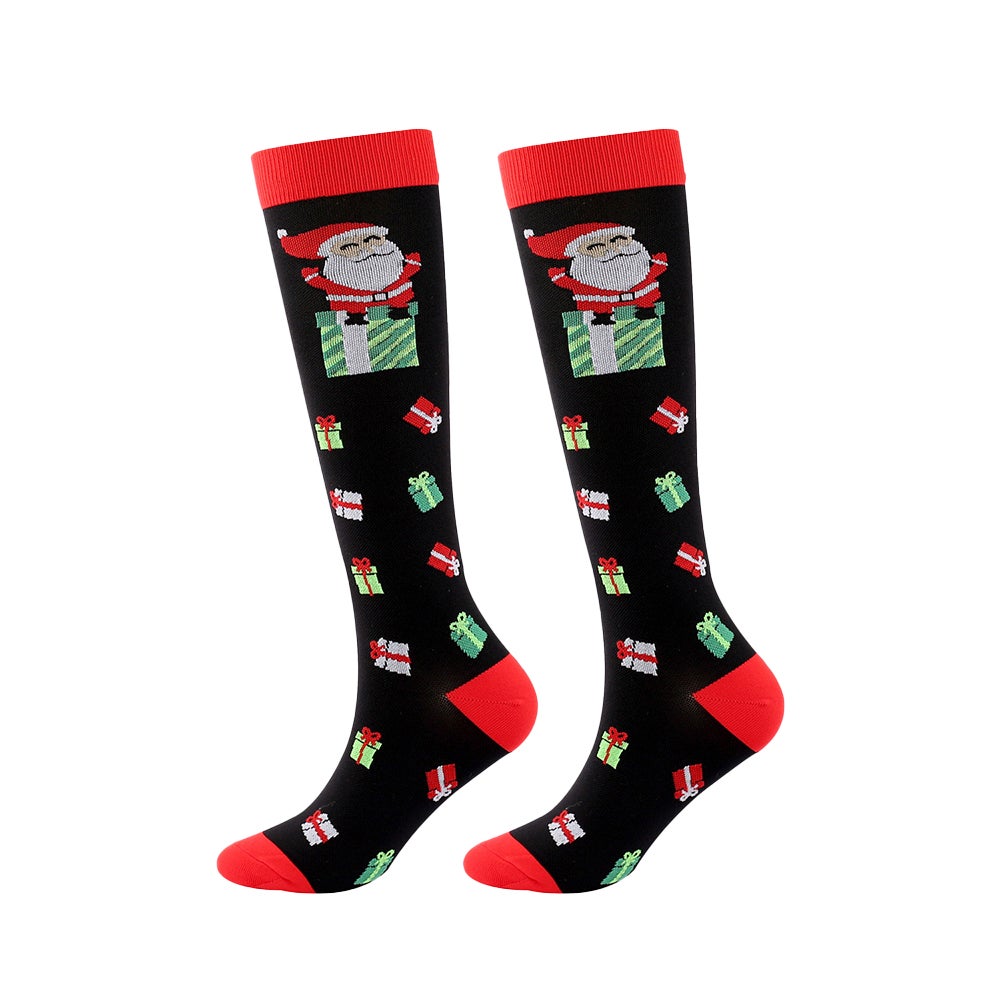 3Pairs/6Pairs Christmas Knee-High Compression Socks