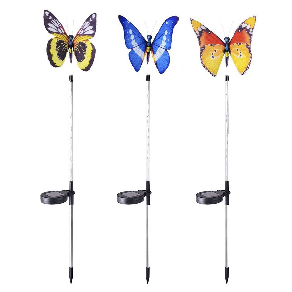 3pcs Butterfly Solar Landscape Lights 7 Color Changing Waterproof Outdoor Garden Decoration Lamps