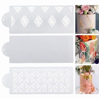 3Pcs Cake Decorating Stencils Mold Plastic Templates Spray Floral