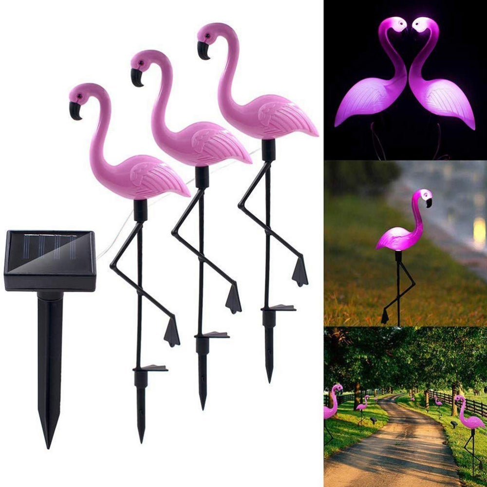 3pcs/Set Flamingo Solar Landscape Lights Waterproof Solar Powered Lights Outdoor Garden Decoration Lamps