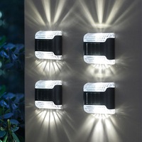 4 Pcs LED Solar Wall Lights Solar Porch Light Up and Down LED Wall Light for Backyard