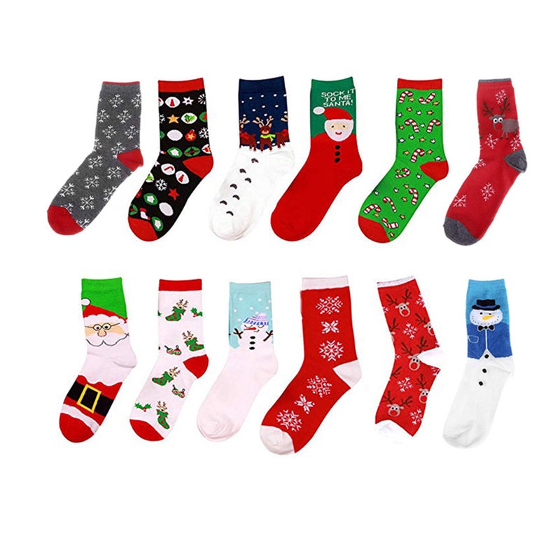 Buy 5 Pairs of Women and Men Christmas Long Socks Soft Pattern Socks ...