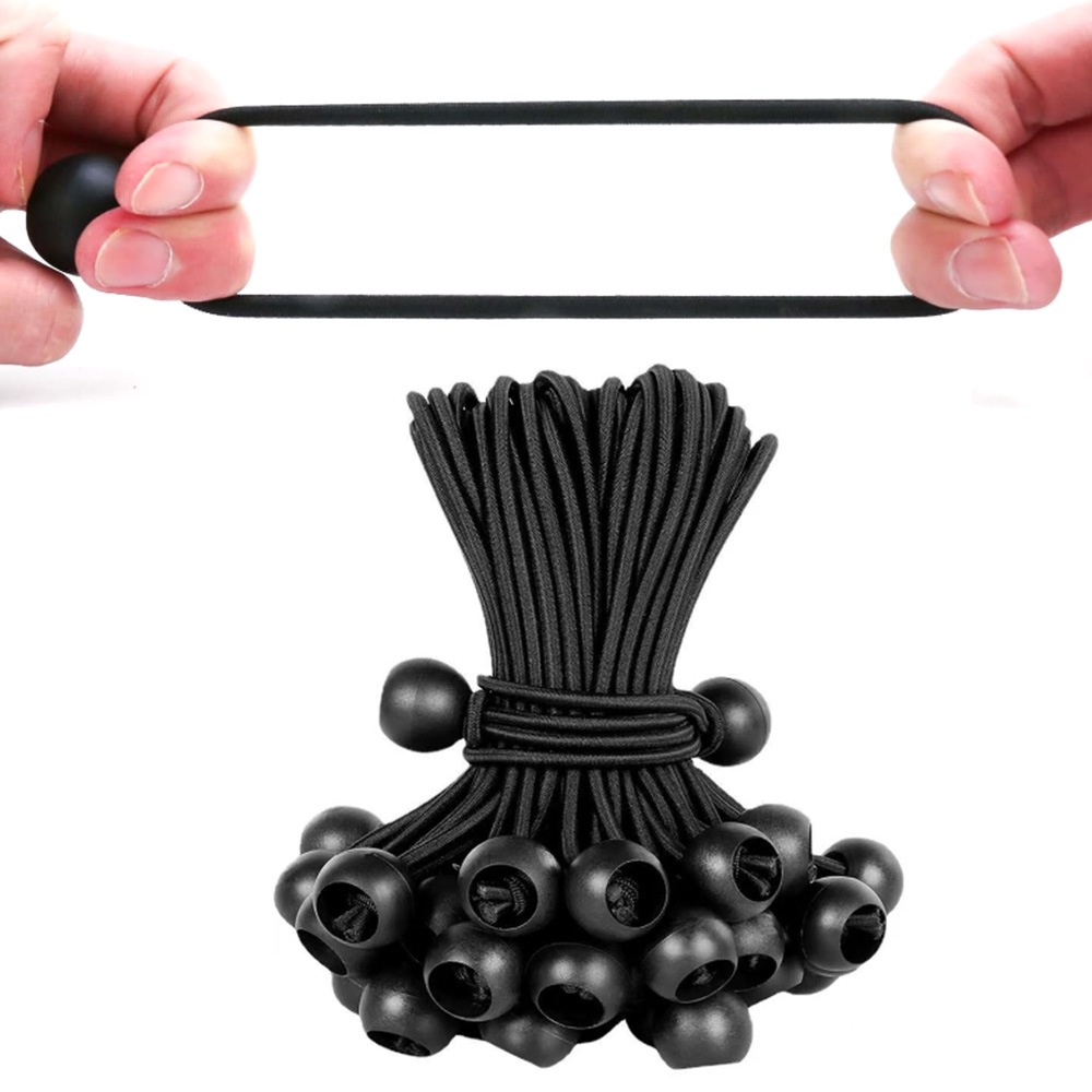 50PCS Ball Bungee Cord Elastic Rope Tie Tarp Canopy Camping Tent Luggage