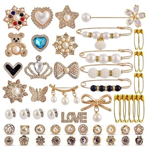 55Pcs Charms for Socks Safety Pin Brooch Gold Bling Sock Jewelry Charms for Women