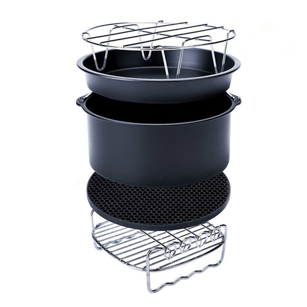 5Pcs Set 6inch Air Fryer Accessories Cake Pizza BBQ Roast Barbecue Baking Pan Tray