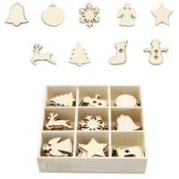 72pcs/Set Wood Christmas Tree Hanging Pendants Ornament