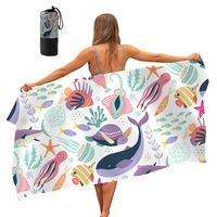 80 x 160cm Quick Dry Beach Towel Sand Free Beach Blanket Beach Mat with Storage Bag