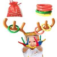 7Pcs Inflatable Antler Reindeer Hat Christmas Party Game Ring Moose Toss Holiday
