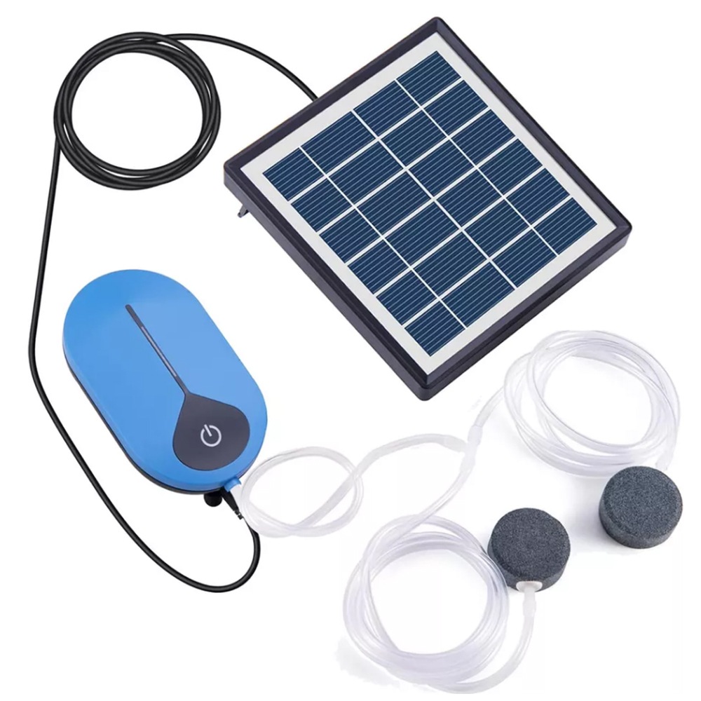 Auto Day and Night Solar Powered Oxygenator Air Pump USB Aerator Fish