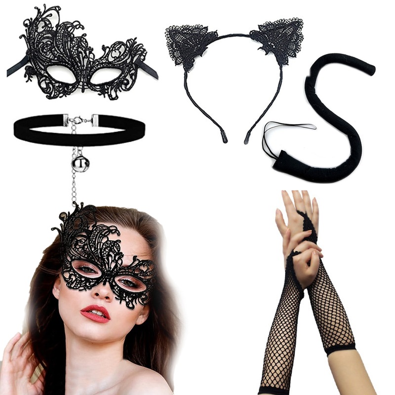 Buy Black Cat Costume Set for Women Funcredible Cat Ears and Tail Set